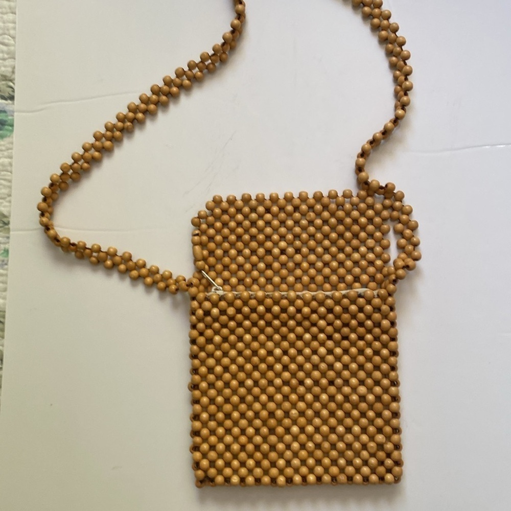 Vintage Beaded Wooden Purse Zipper No Brand - Picture 3 of 9